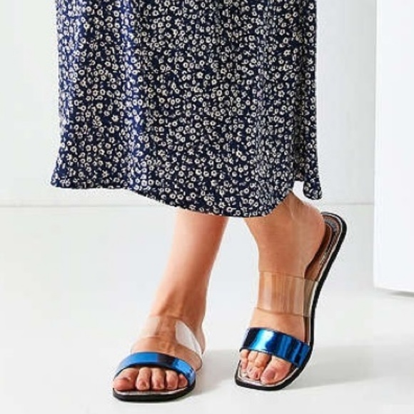 Urban Outfitters Shoes - NWT Urban Outfitters Multi Strap Slides Blue/Clear